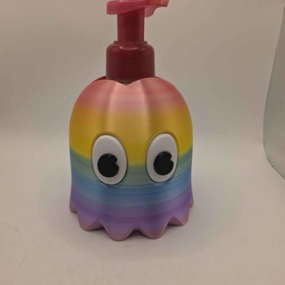 ​Rainbow Ghost Soap Dispenser – 3D Printed Retro Gaming Bathroom Decor